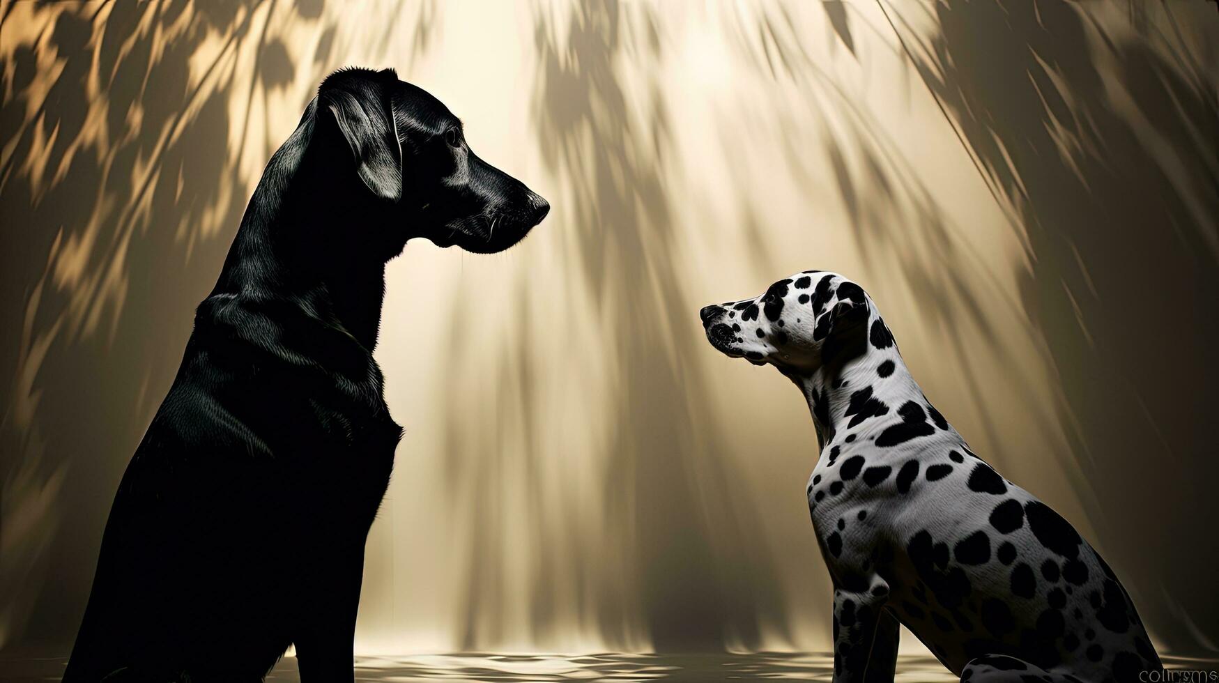 Dalmatian shape against a spotted background. silhouette concept photo