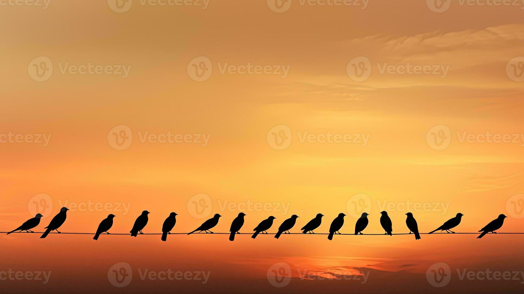 Birds in the evening sky. silhouette concept photo