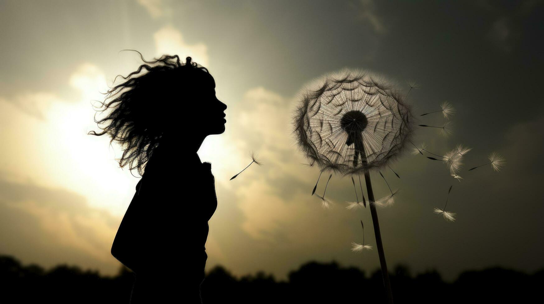 Silhouette of a dandelion photo