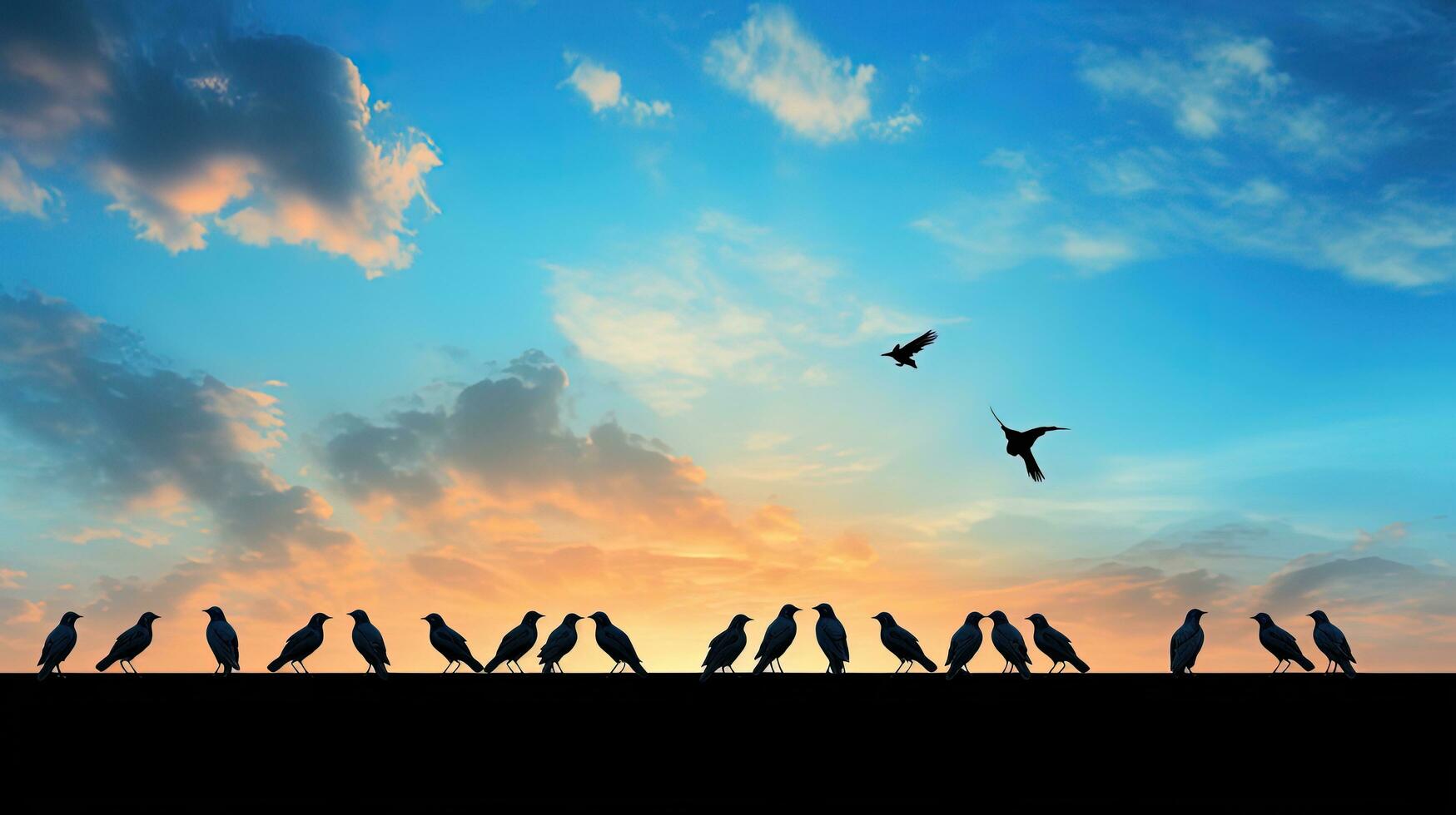 Gorgeous bird silhouettes against a vibrant sky photo