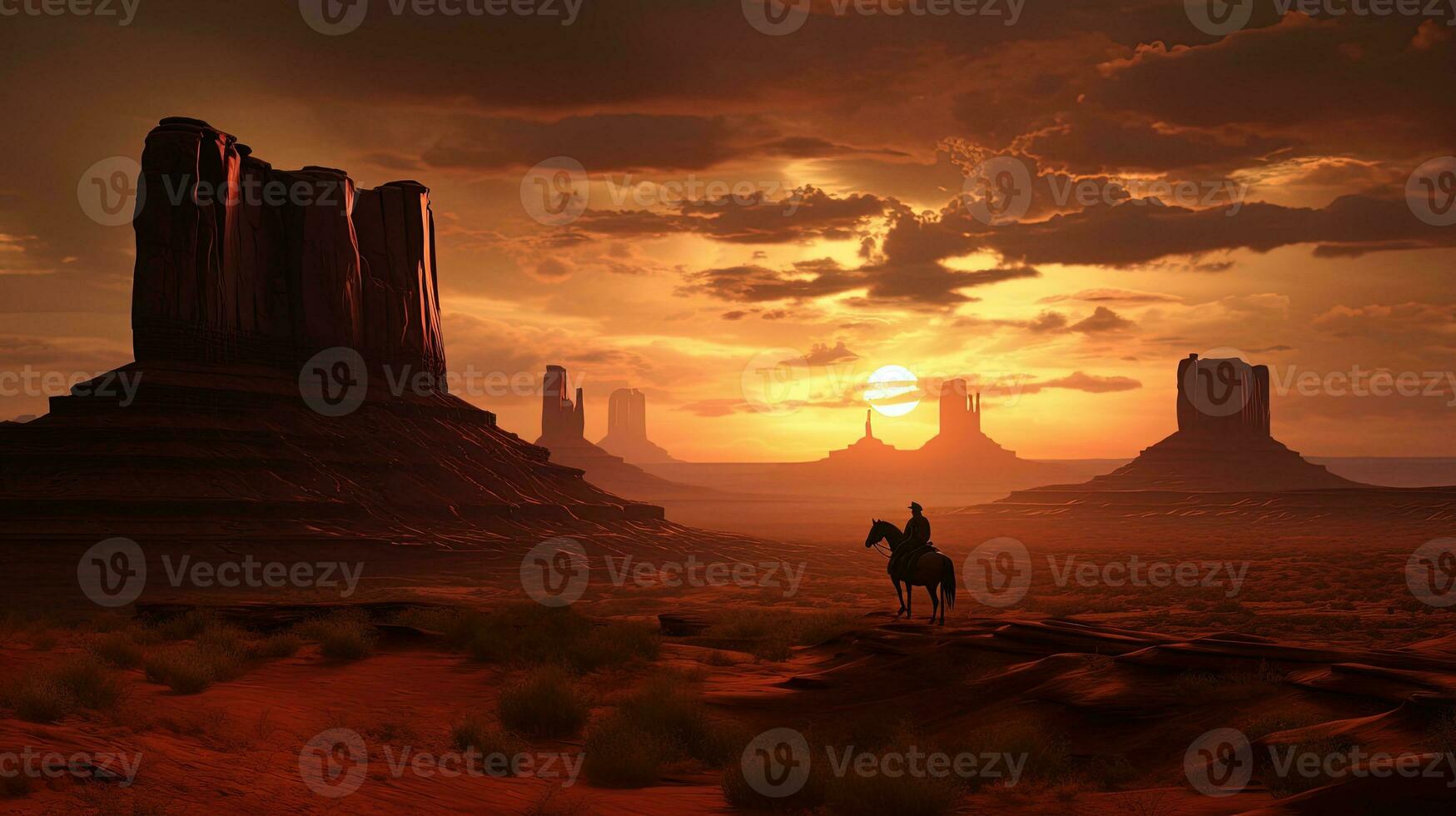 Summer sunrise in Monument Valley Arizona. silhouette concept photo