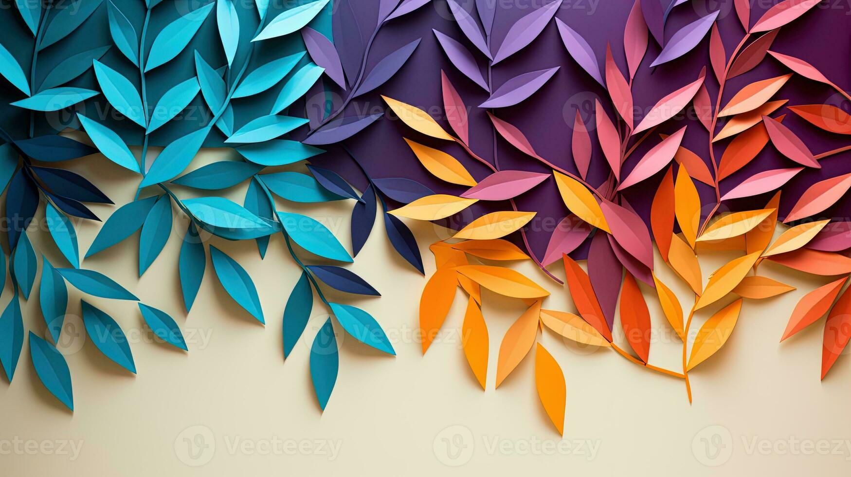 images of leaves on a colorful background wall. silhouette concept photo