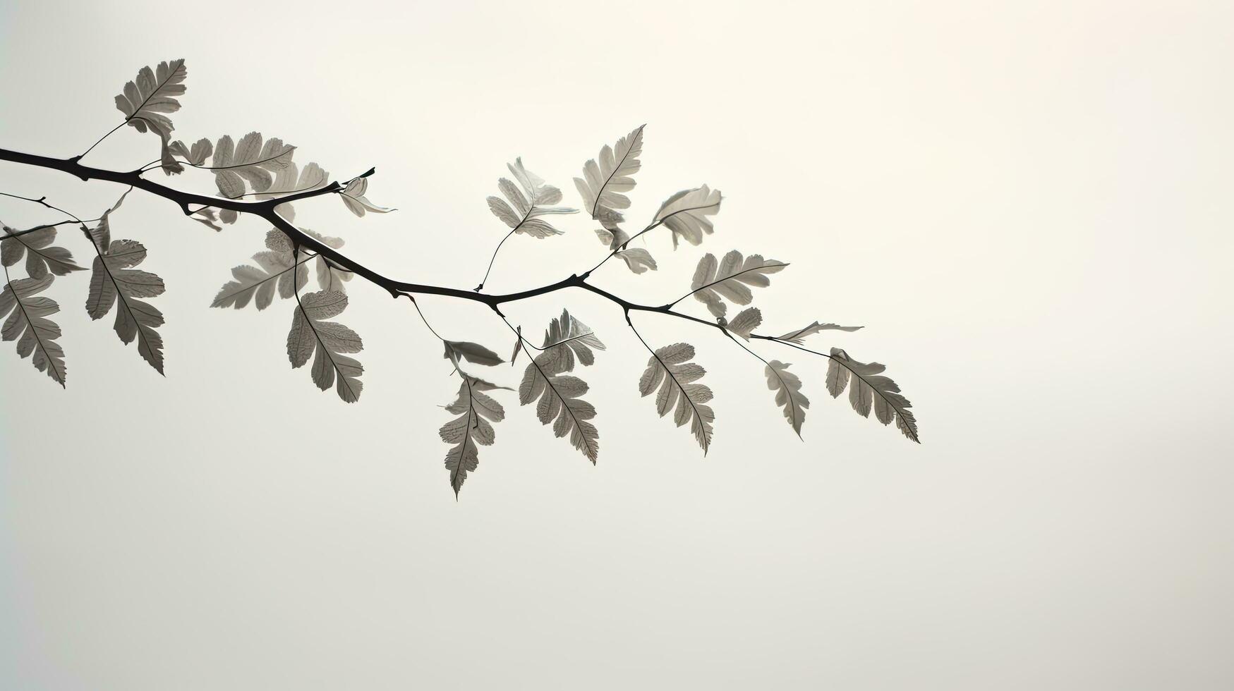 Leaf tree shadows appearing blurred against a bright gray backdrop. silhouette concept photo