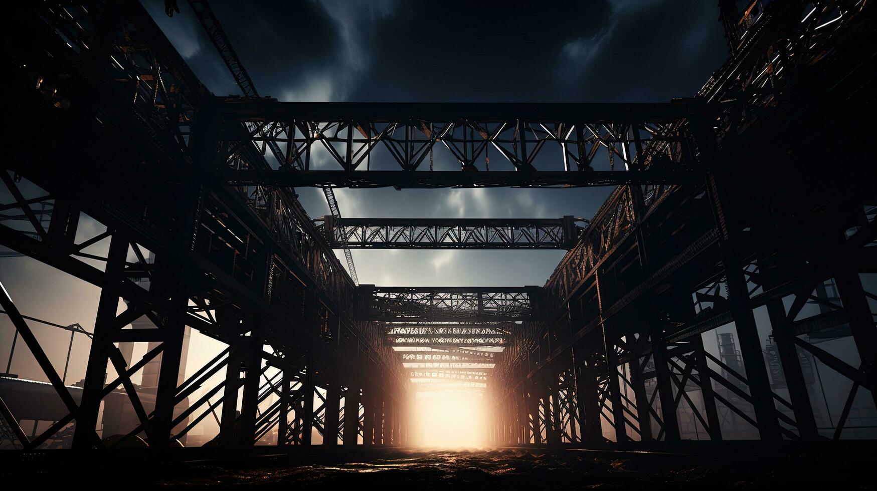 building with steel. silhouette concept photo