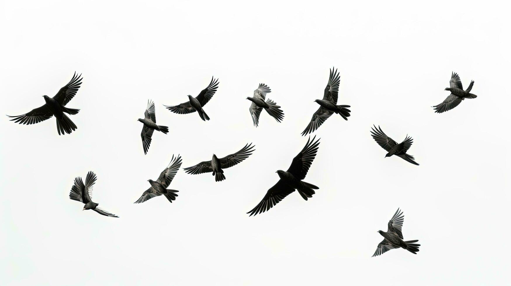 Group of white birds on a backdrop. silhouette concept photo