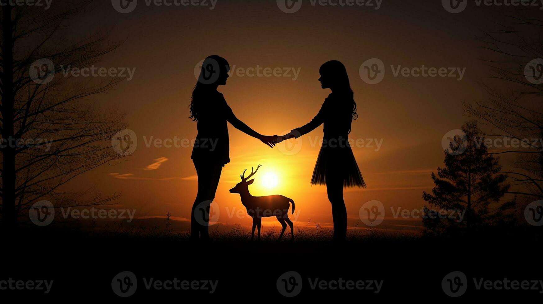 Closest companions. silhouette concept photo