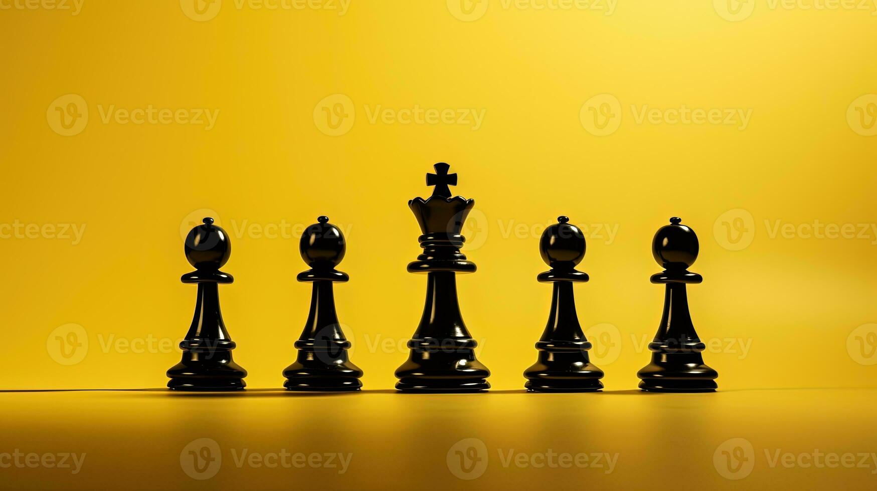 Black chess piece with king s silhouette on yellow backdrop photo