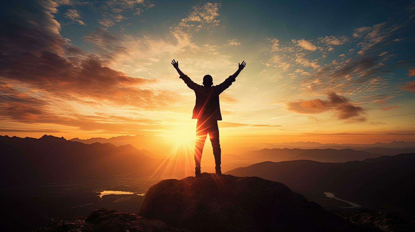A successful man. silhouette concept photo