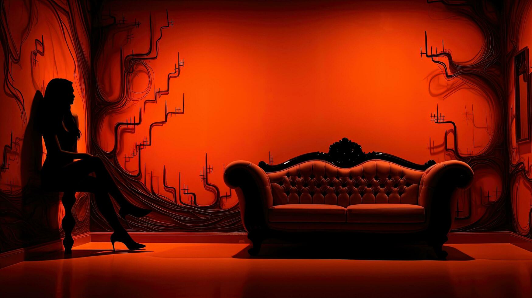 Orange Room. silhouette concept photo