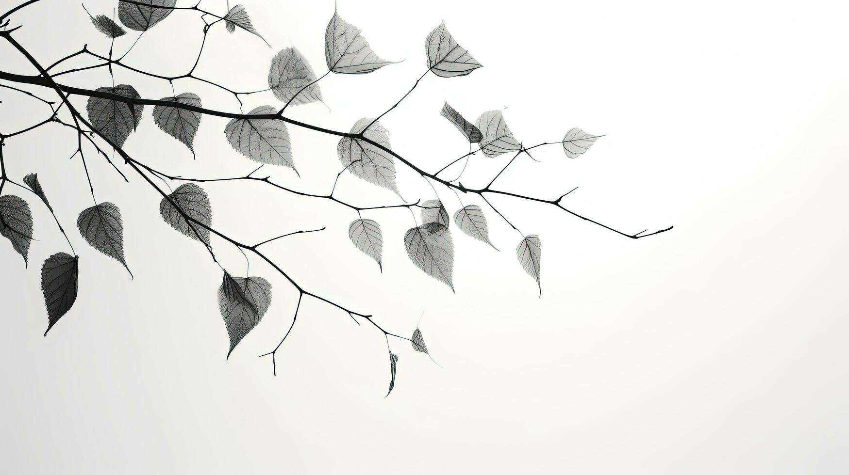 Blurry black and white shadows of the leafy tree on a gray background. silhouette concept photo