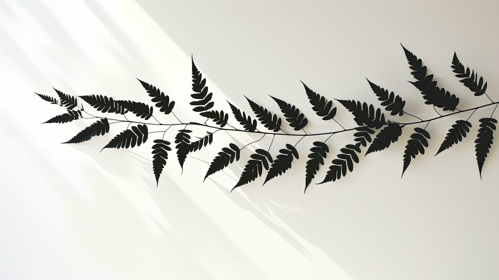 Shadow of tree leaves on white wall background. silhouette concept photo