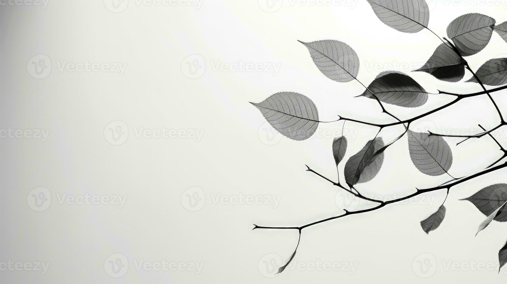 Blurry black and white shadows of the leafy tree on a gray background. silhouette concept photo
