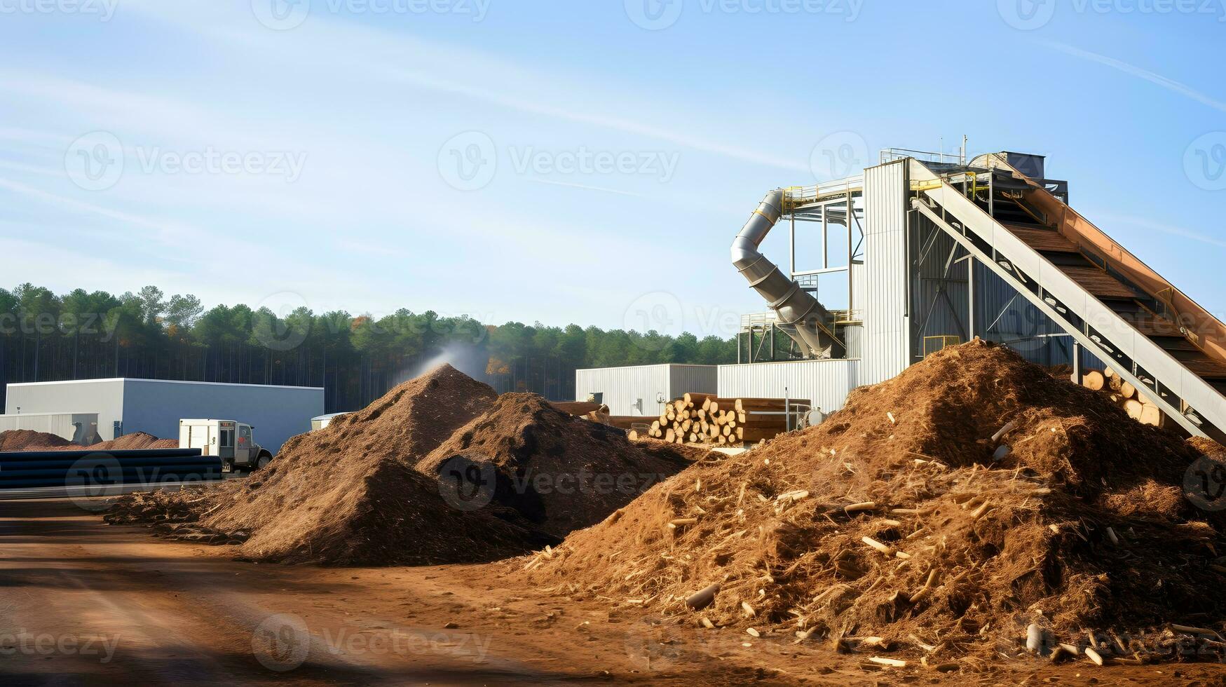 Energy from Biomass at a Bioenergy Facility AI Generative photo