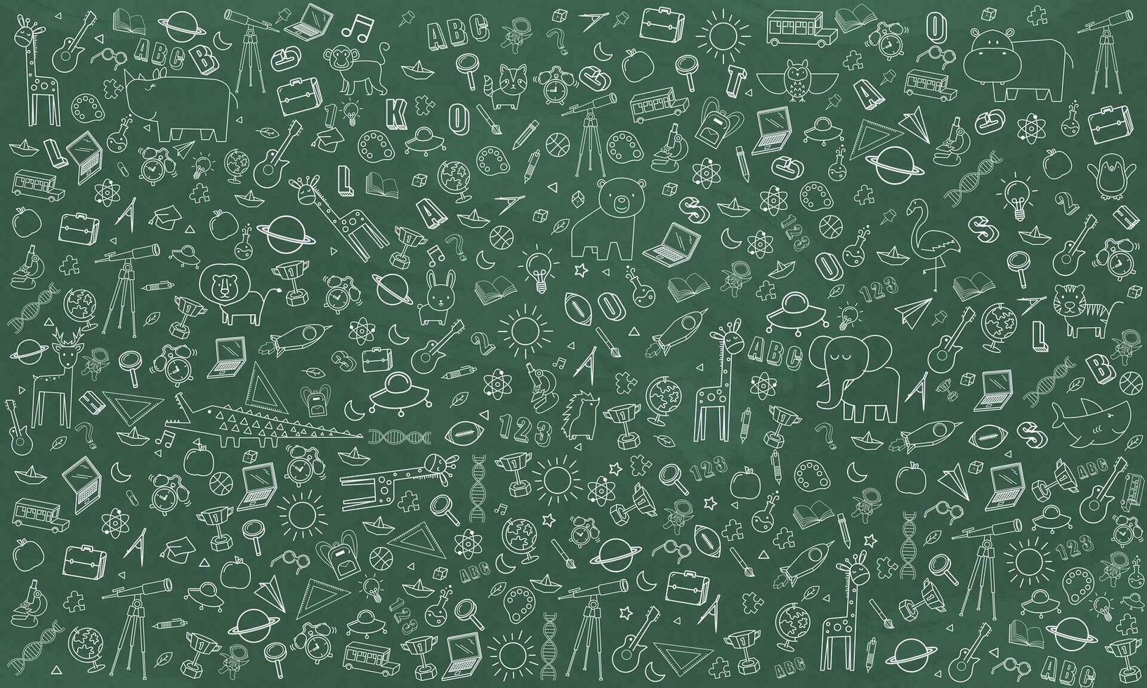Concept of Education Home School background chalkboard with different stuff. Welcome back to school design vector. vector