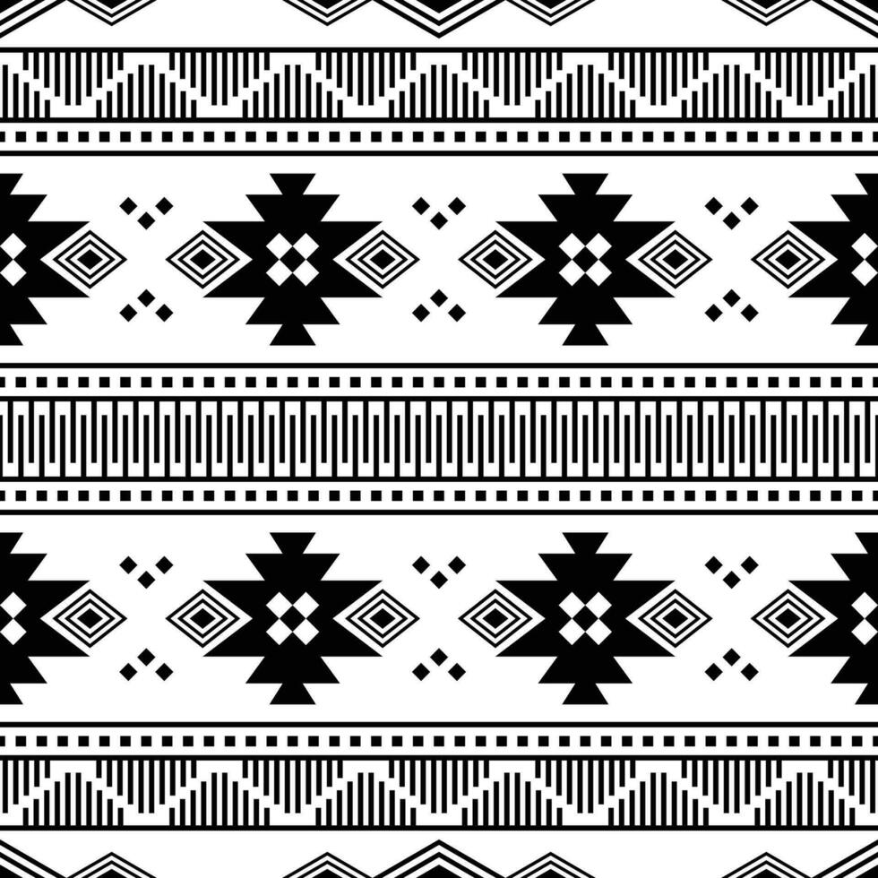 Seamless ethnic pattern in Native American style. Geometric pattern with Aztec and Navajo tribal design for print fabric and fashion. Black and white colors. vector