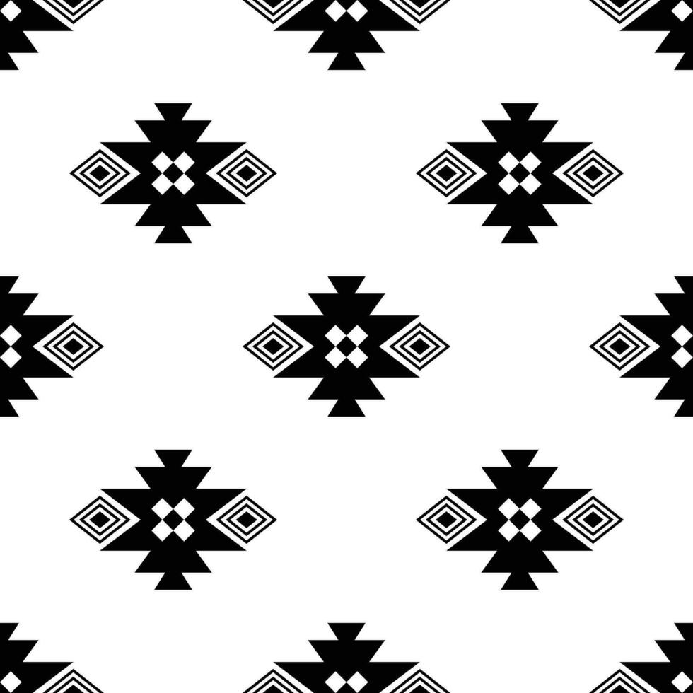 Tribal repeat pattern with Native American style. Geometric seamless ethnic pattern. Black and white colors. Design for textile, template, fabric, shirt, rug, decorative, background. vector