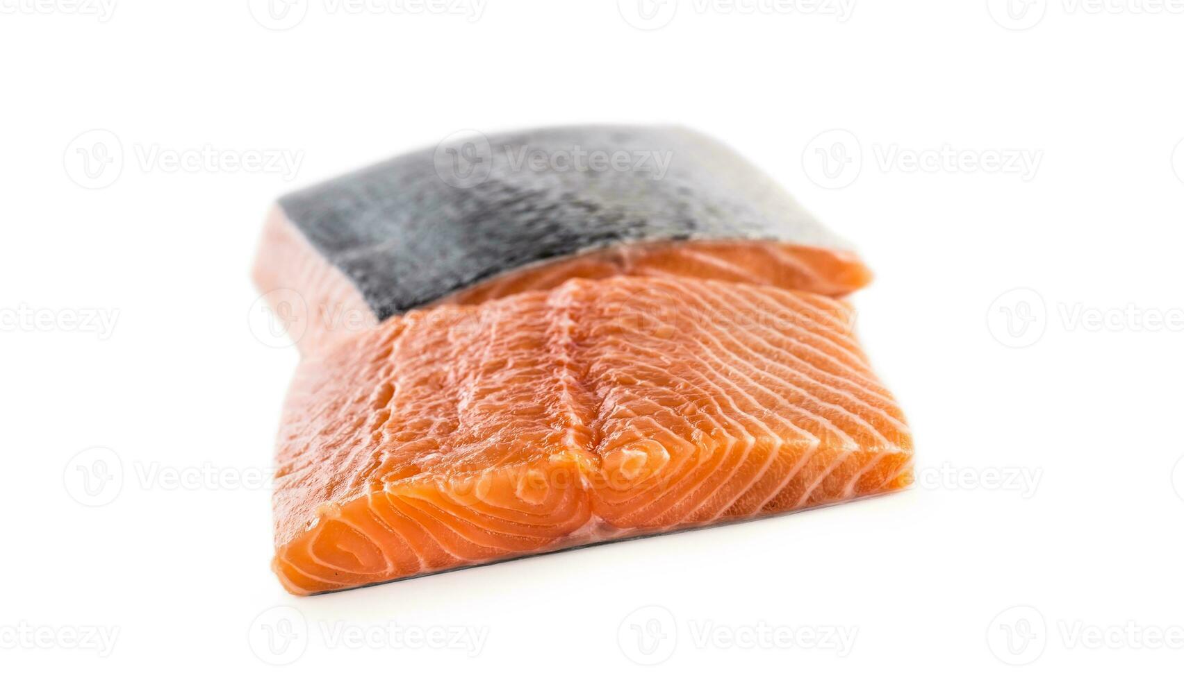 Raw Salmon fillet isolated on white background photo