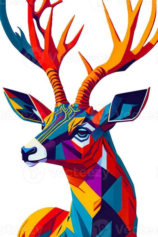 A detailed illustration of a Deer with dark gothic, leaf, and flower for a t-shirt design photo