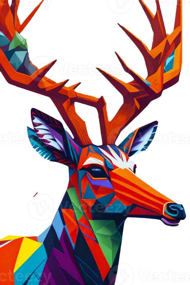 A detailed illustration of a Deer with dark gothic, leaf, and flower for a t-shirt design photo