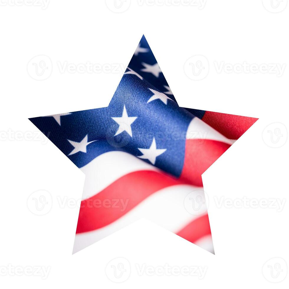 American flag in star shape isolated on white background photo