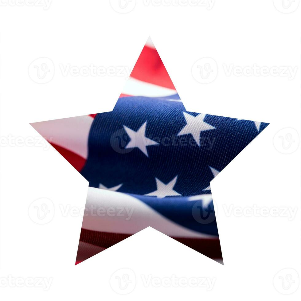 American flag in star shape isolated on white background photo