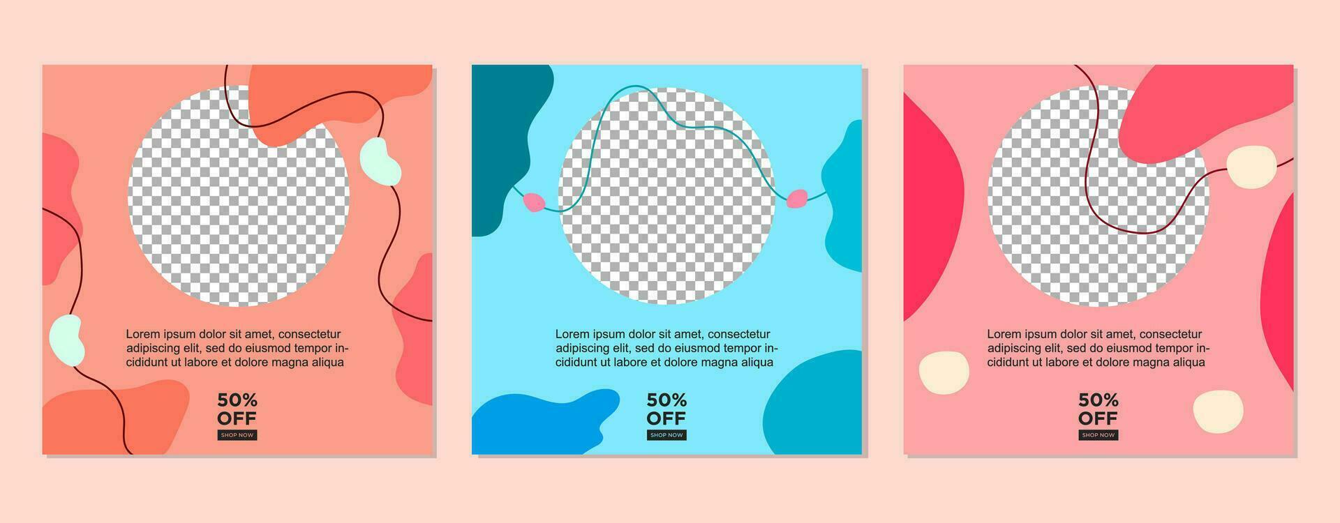 ABSTRACT SQUARE BACKGROUND SOCIAL MEDIA POST BANNER TEMPLATE SALES SET. EDITABLE COVER DESIGN PROMOTION SALE VECTOR