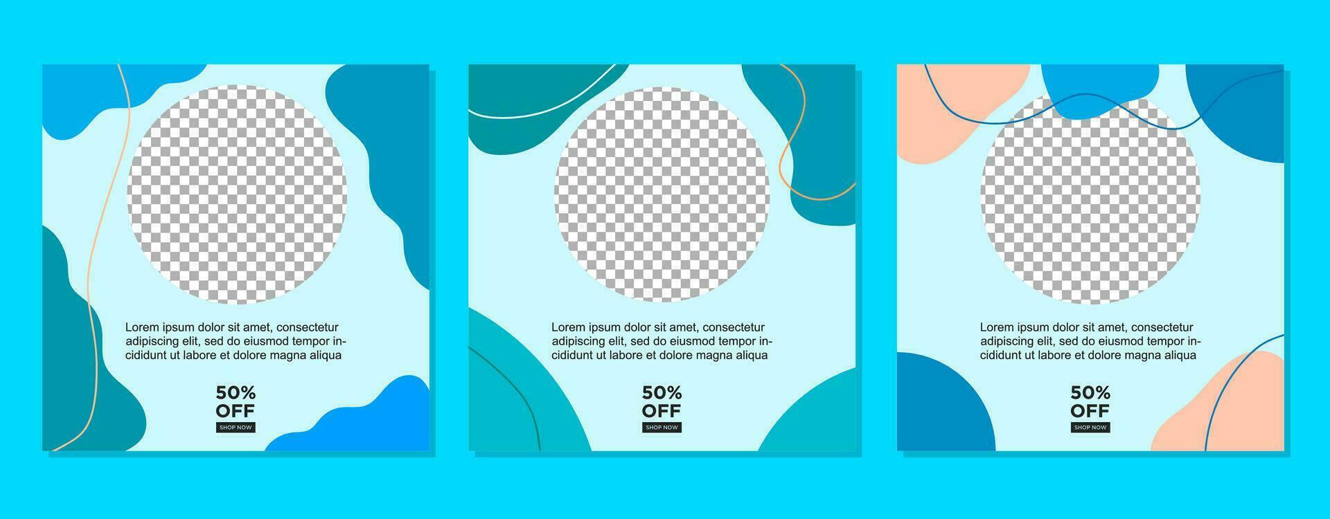ABSTRACT SQUARE BACKGROUND SOCIAL MEDIA POST BANNER TEMPLATE SALES SET. EDITABLE COVER DESIGN PROMOTION SALE VECTOR