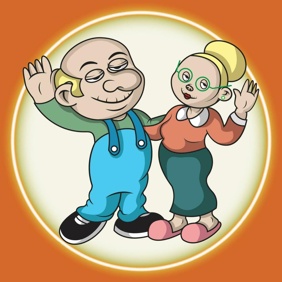 a pair of grandparents waving goodbye vector