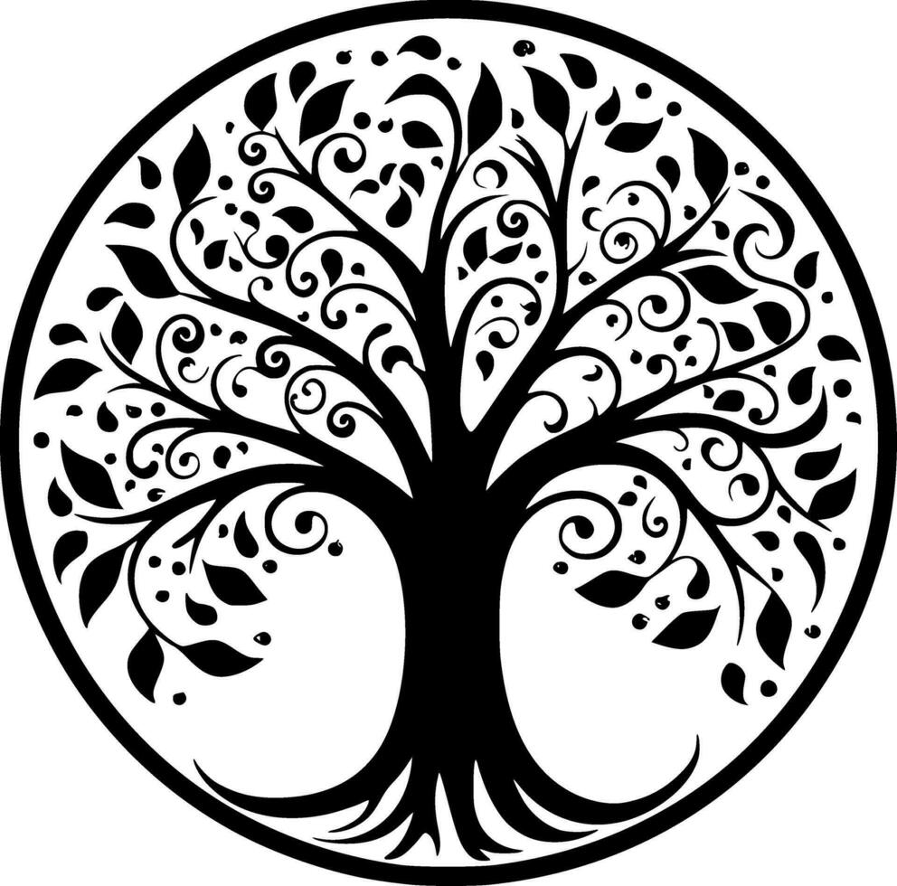 Tree, Black and White Vector illustration