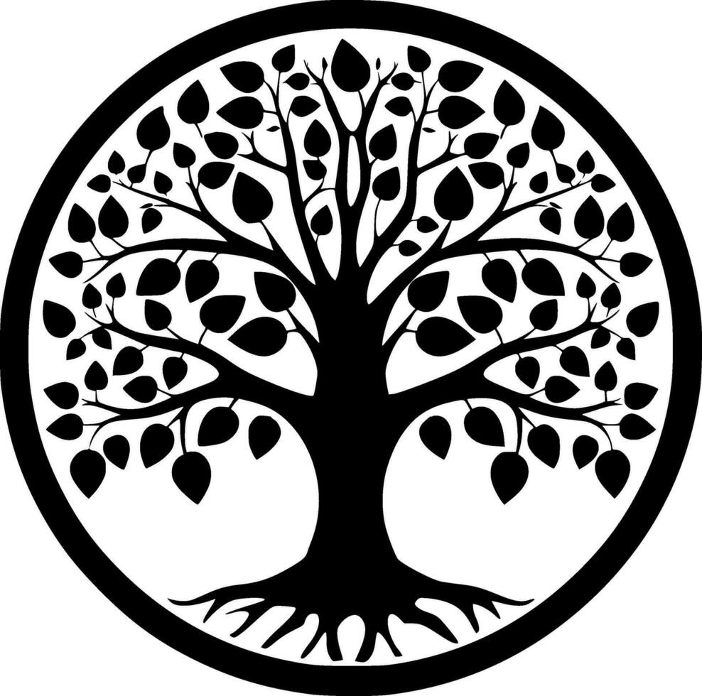 árbol, negro y blanco vector ilustración