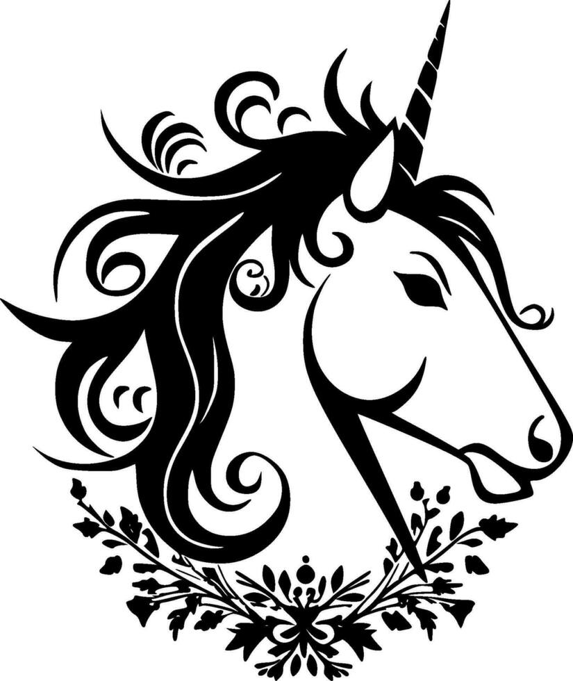 unicornio - negro y blanco aislado icono - vector ilustración