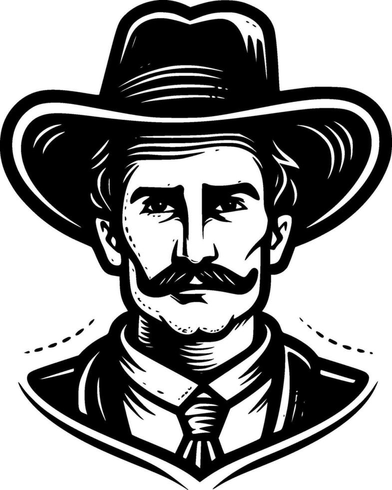 Western - Black and White Isolated Icon - Vector illustration