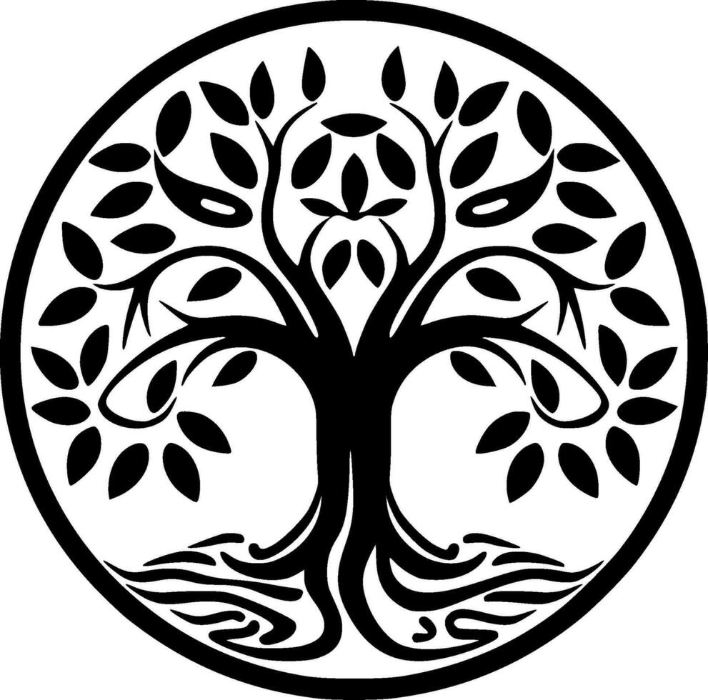 Tree, Black and White Vector illustration