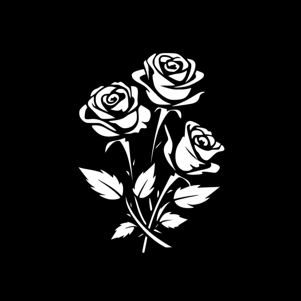 rosas - negro y blanco aislado icono - vector ilustración