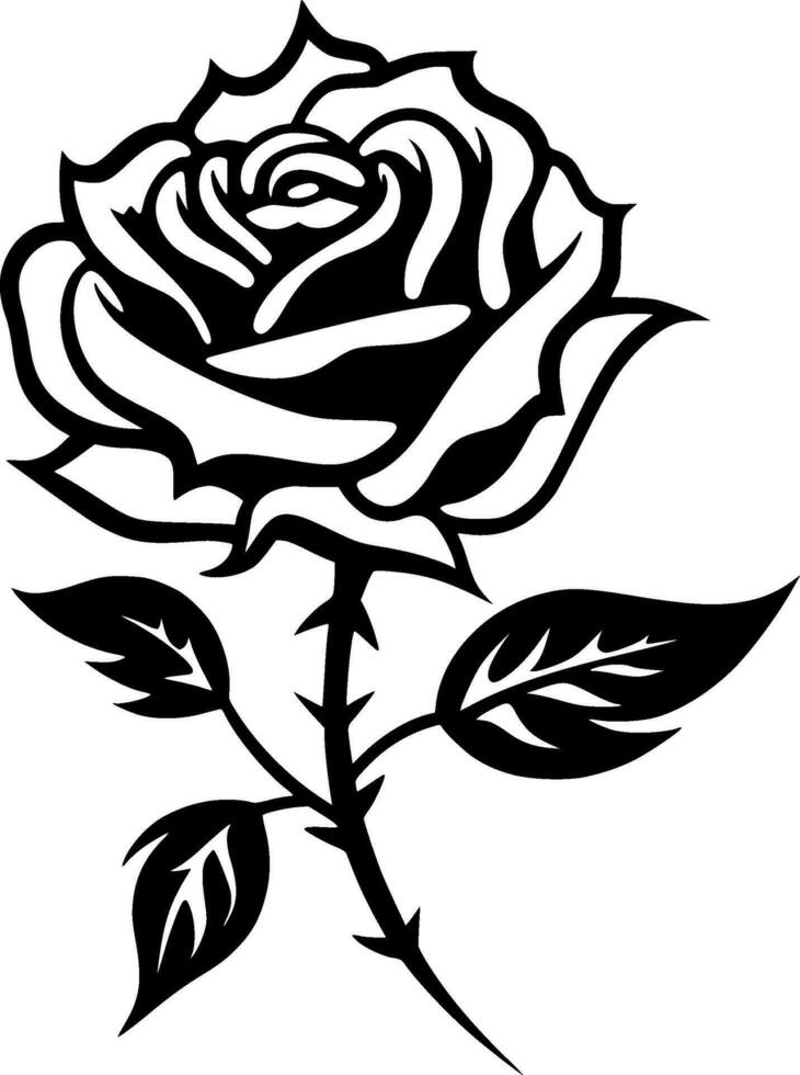 Rosa - negro y blanco aislado icono - vector ilustración