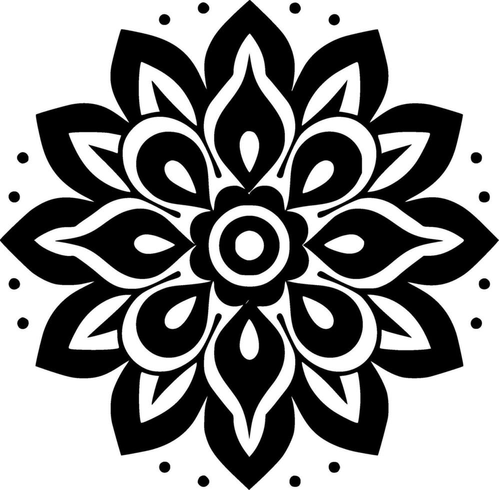 Mandala - Black and White Isolated Icon - Vector illustration