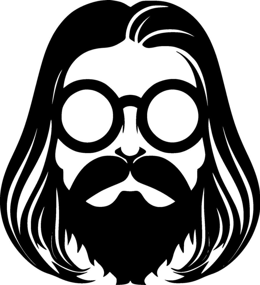 hippie - negro y blanco aislado icono - vector ilustración