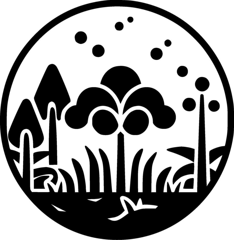 Garden, Black and White Vector illustration