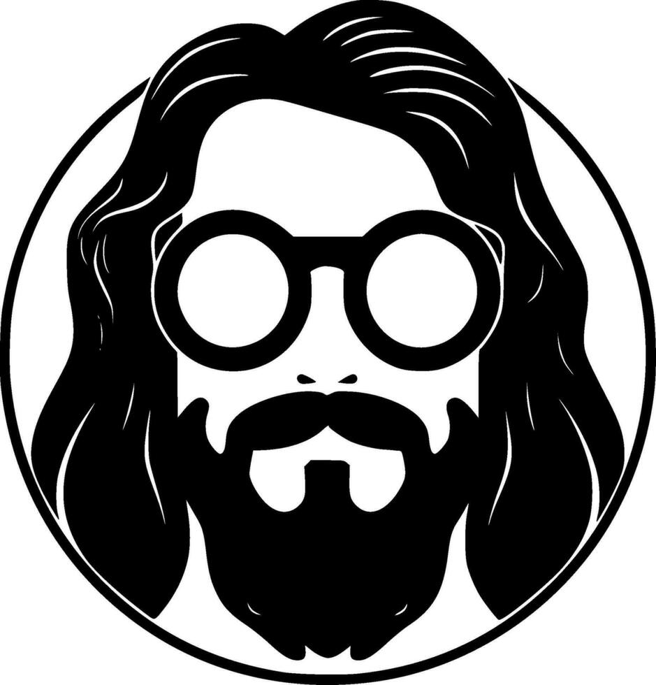 hippie - negro y blanco aislado icono - vector ilustración