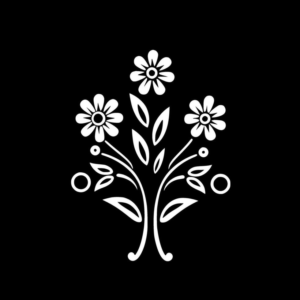 Flower, Black and White Vector illustration