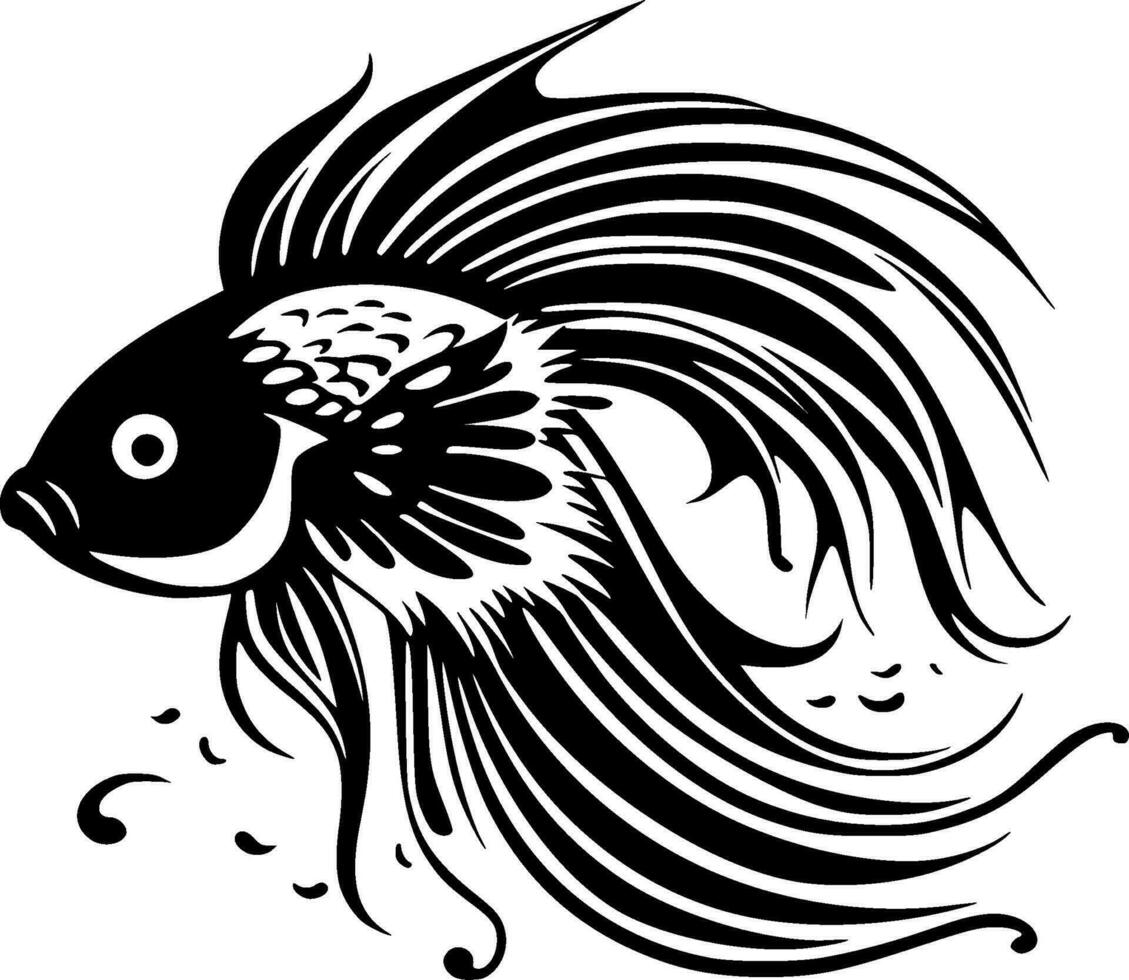 Fish - Black and White Isolated Icon - Vector illustration