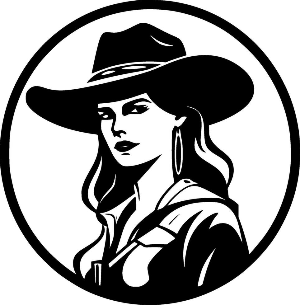 Cowgirl, Minimalist and Simple Silhouette - Vector illustration