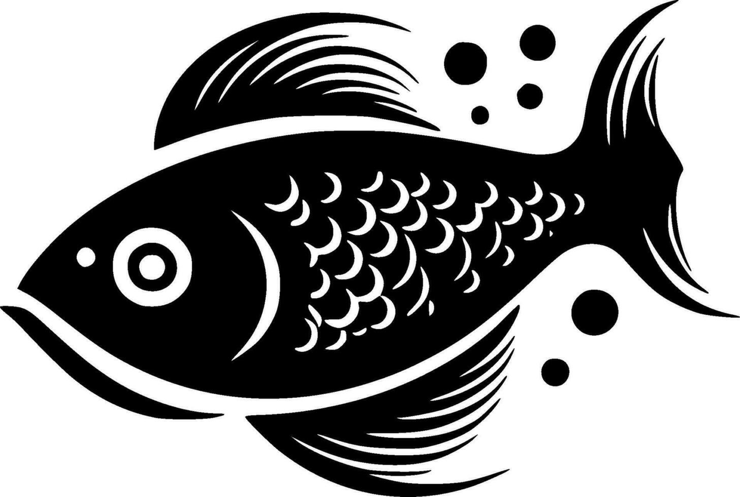 Fish, Black and White Vector illustration