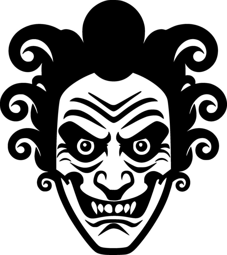 Clown, Black and White Vector illustration