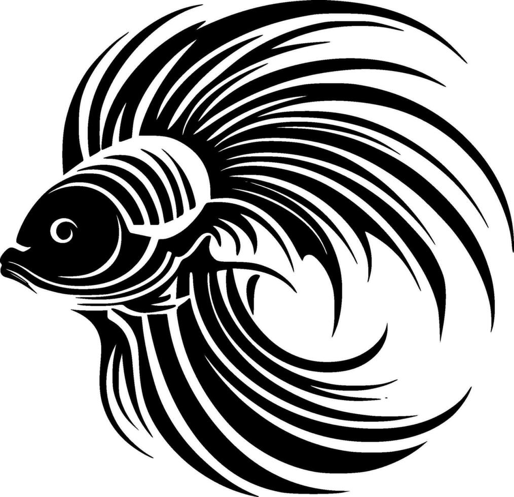 Fish - Black and White Isolated Icon - Vector illustration