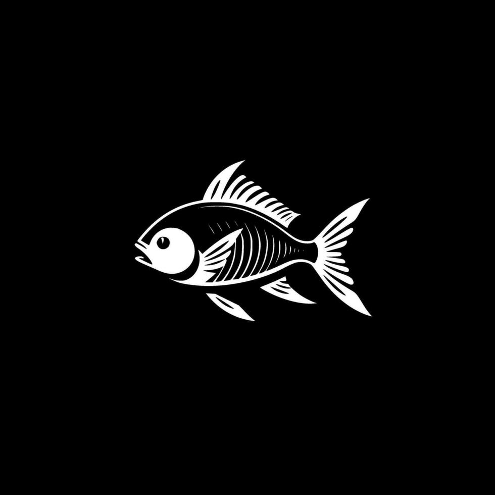 Fish - Black and White Isolated Icon - Vector illustration