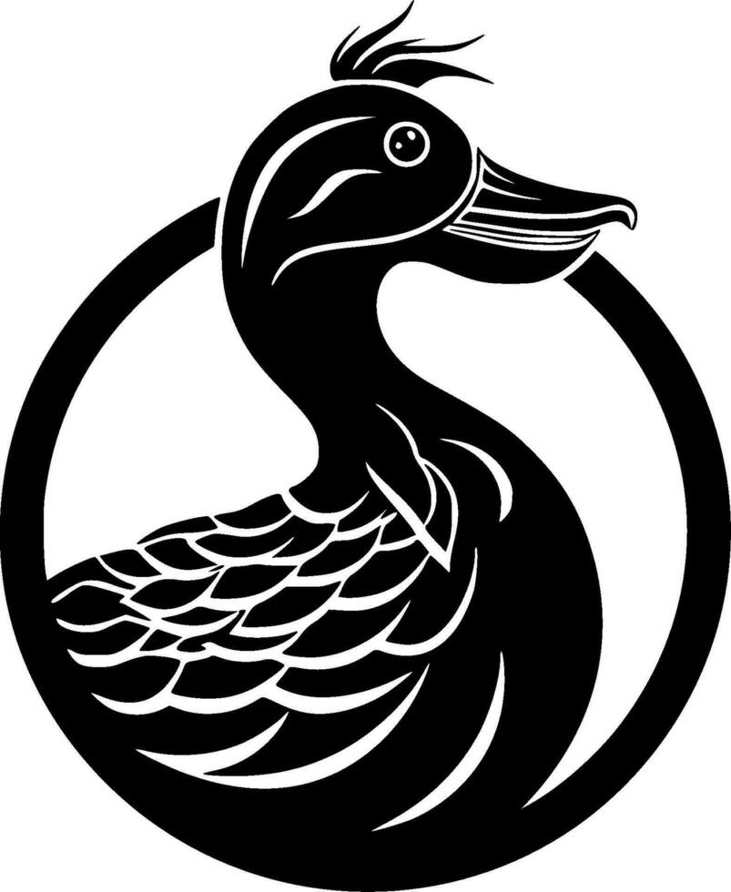 Duck, Black and White Vector illustration