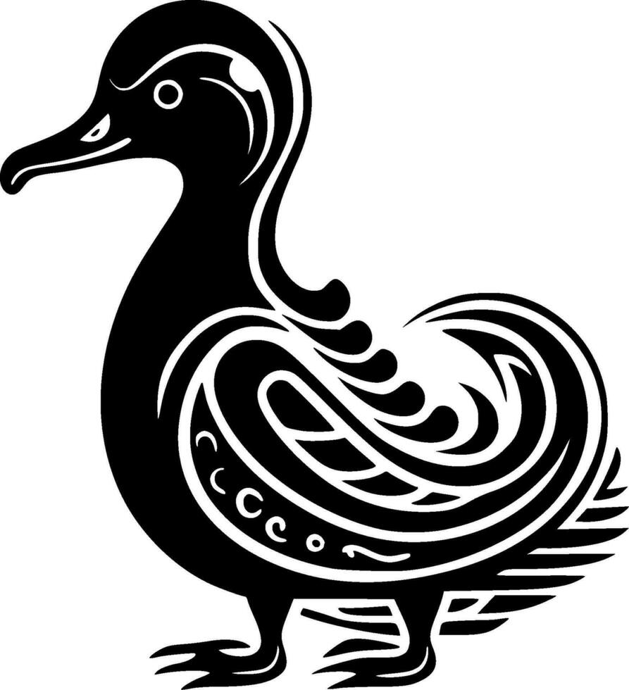 Duck, Black and White Vector illustration