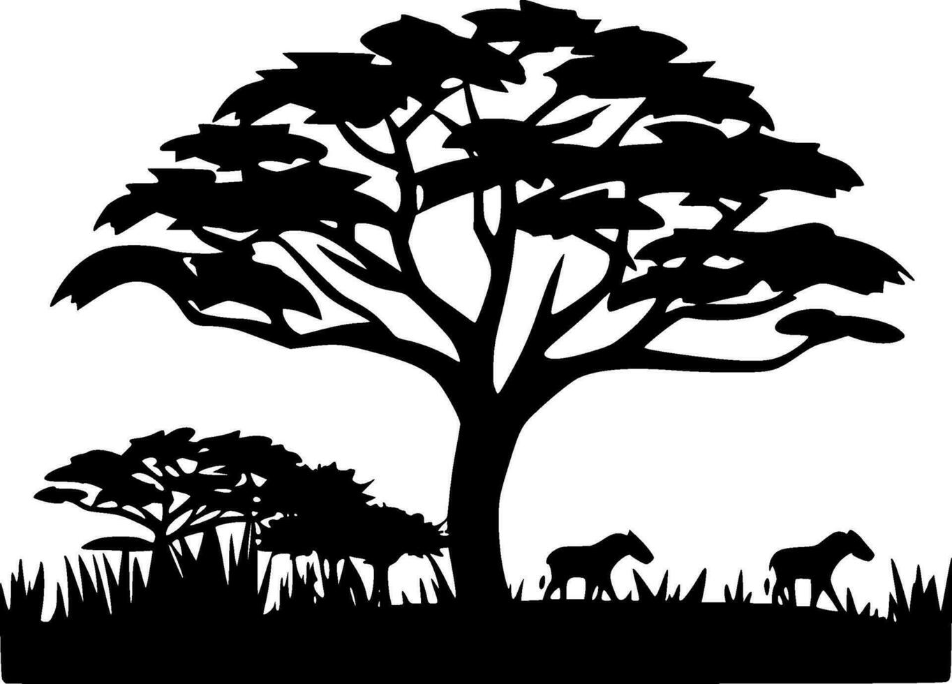Africa, Black and White Vector illustration