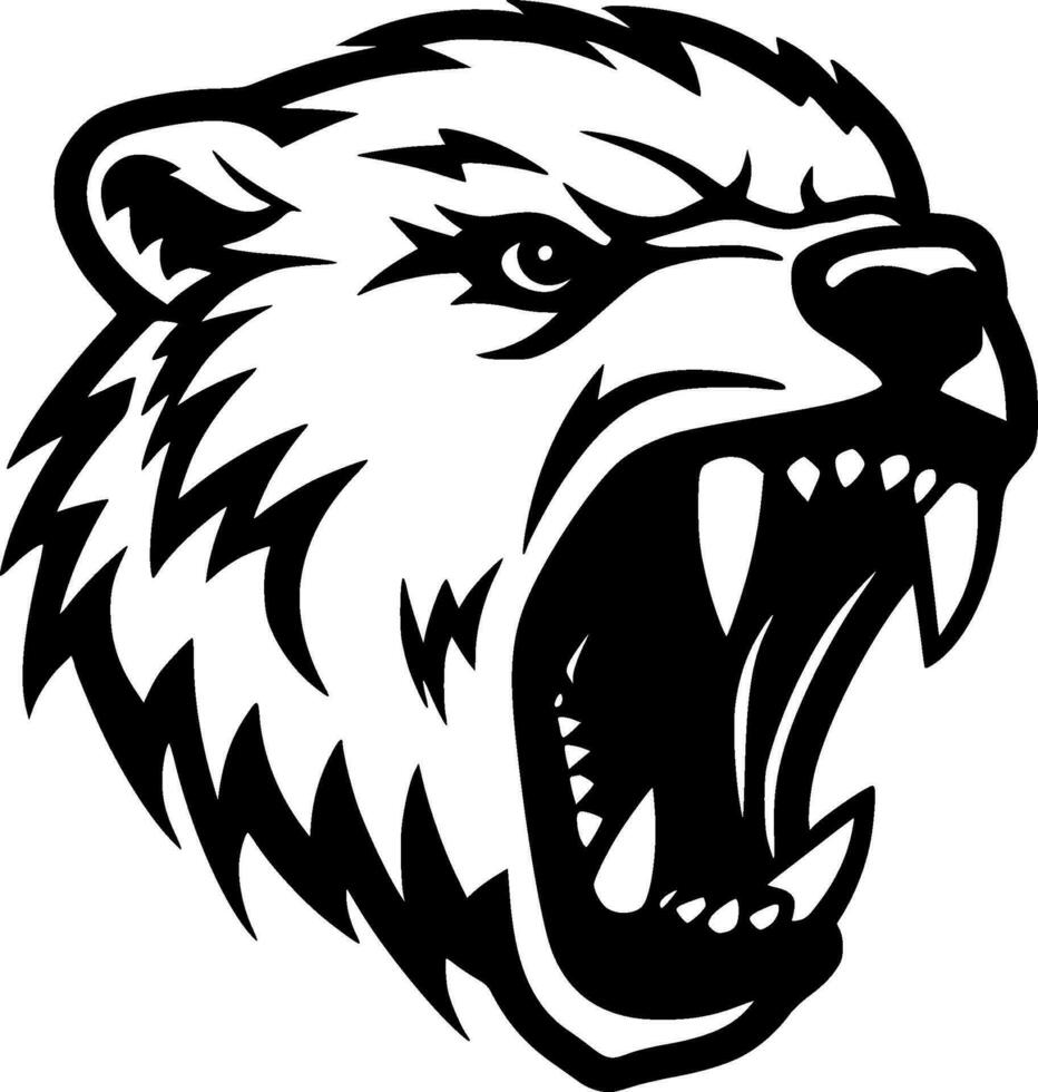 Bear, Black and White Vector illustration